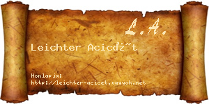 Leichter Acicét névjegykártya
